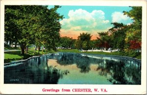Greetings from Chester West Virginia Postcard NYCE Colored Landscape WB