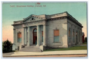 c1910 Government Building Exterior Building Post Office Wabash Indiana Postcard 