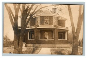 Vintage 1910's RPPC Postcard - Large Shake Sided Suburban Home