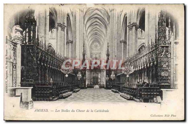 Old Postcard Amiens Choir Stalls From De La Cathedrale