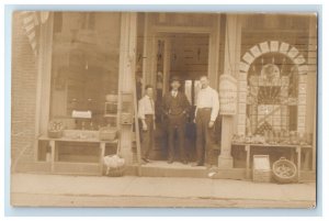 c1910 My Grocery Store Display Window Advertising RPO RPPC Photo Postcard 