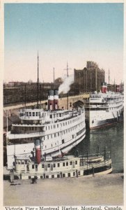 MONTREAL, Quebec, Canada, 1910-1930s; Victoria Pier, Montreal Harbor, Steamers