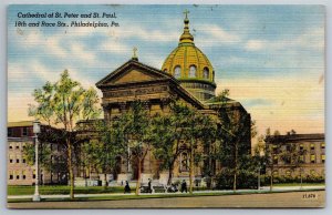 Cathedral Of St Peter & St Paul 18th & Race Philadelphia Penn Linen Postcard K12