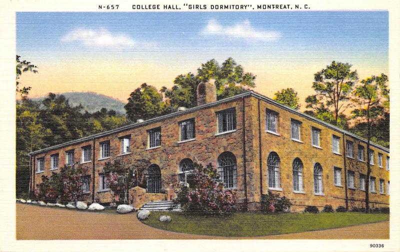 Montreat North Carolina 1940s Linen Postcard College Hall Girls