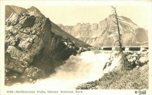 Glacier National Park Montana Swiftcurrent Falls #4133 1940s RPPC Postcard 6932