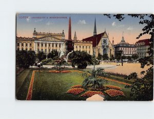 Postcard Universität u. Mendebrunnen, Leipzig, Germany