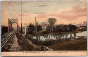 1911 Red Cedar River Rice Lake Wisconsin WI Rail Road Posted Postcard