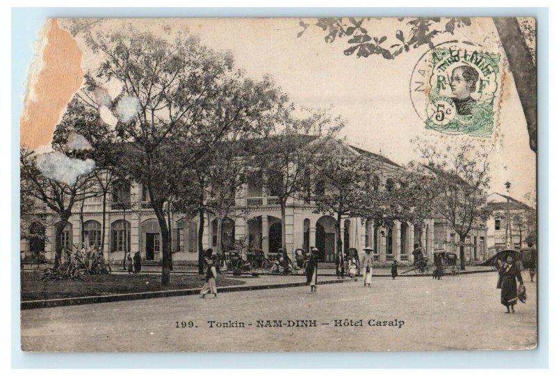 c1910's Tonkin Nam-Dihn Hotel Caralp Vietnam Posted Antique Postcard