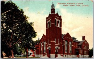 Postcard Owen Sound Ontario c1916 Westside Methodist Church Grey County *as is*