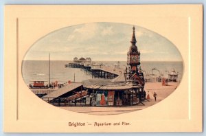 Brighton and Hove England Postcard Aquarium and Pier c1920's Opal Tuck Art