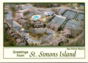 Georgia St Simons Island Greetings Aerial View Sea Palms Resort & Tennis Resort