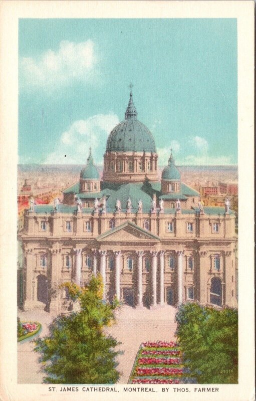 St James Cathedral Montreal PQ Canada WB Postcard PM Cancel WOB Note DB 4c 