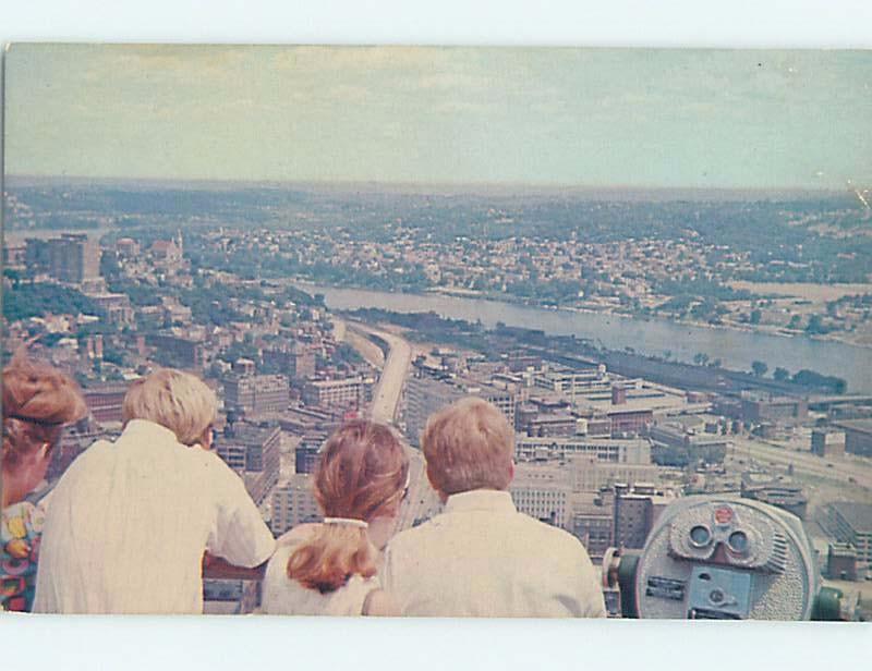 1960's postcard BINOCULARS MACHINE AT CAREW TOWER DECK Cincinnati OH F9347