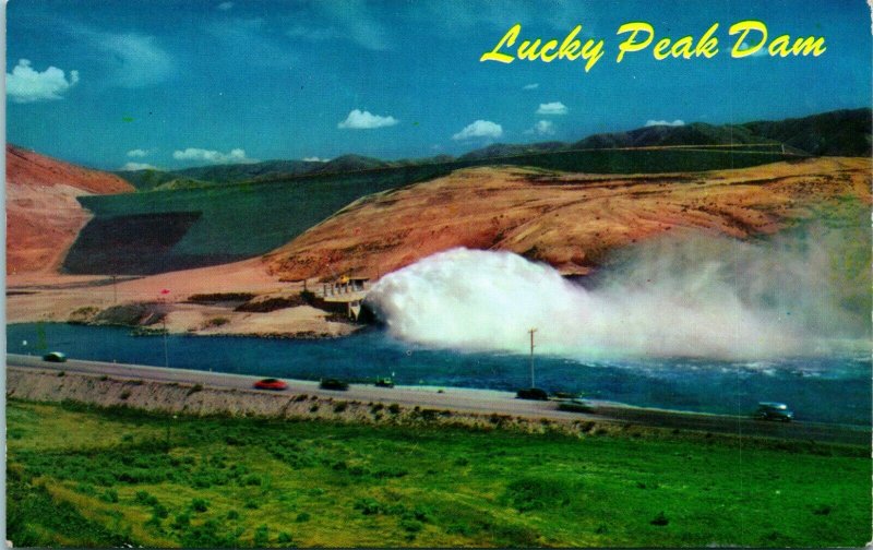 Vtg Postcard 1960s Chrome Idaho ID Boise - Lucky Peak Dam Unposted Mike Roberts