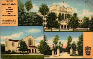 Linen Postcard The Citadel The Military College of South Carolina Charleston