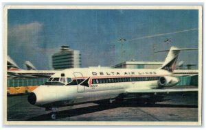 c1950's Delta Airlines Delta DC 9 FanJet Airplane Lenticular Vintage Postcard