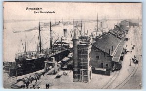 Amsterdam  Handelskade Ships at Dock NETHERLANDS Postcard