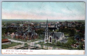 Pre-1907 BIRD'S EYE VIEW OF LINCOLN NEBRASKA FRANK Du TELL ANTIQUE POSTCARD