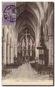 Old Postcard Liege Interior of the Cathedral