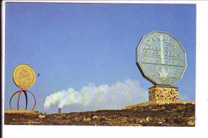 Big Nickel and Big $20 Dollar Gold Coin, Canadian Centennial Numismatic Park,...