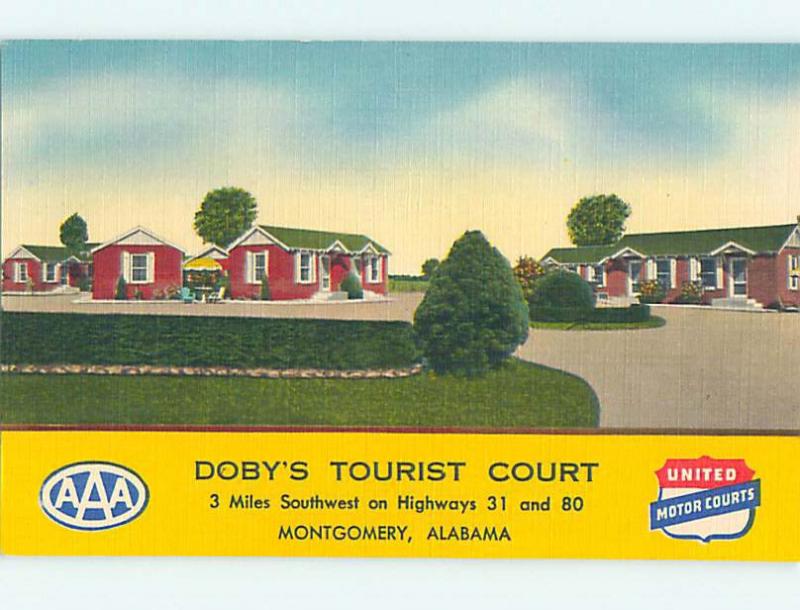 Unused Linen DOBY'S TOURIST COURT MOTEL Montgomery Alabama AL M6120