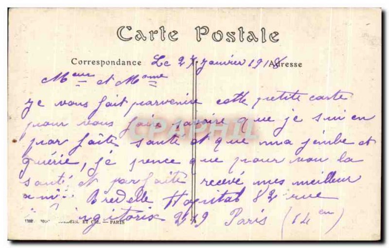 Old Postcard La Chapelle Hospital School of society Relief military casualtie...