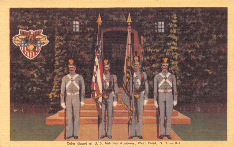 B029 US 1947 Color Guard at US Military Academy West Point New York postcard