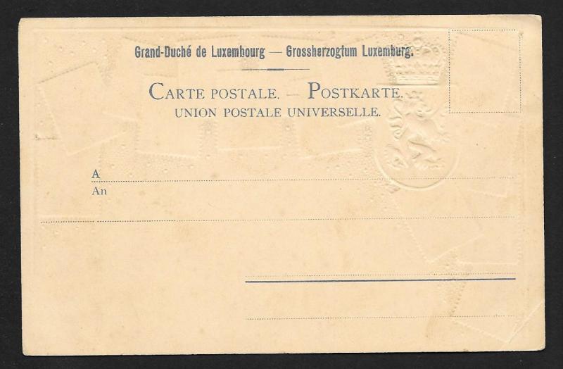 LUXEMBOURG Stamps on Postcard Embossed Shield Unused c1905