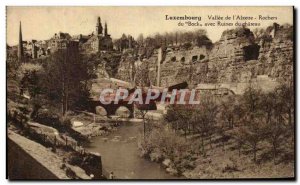 Old Postcard Luxembourg Vallee de L Alzette Bock with ruins of the castle