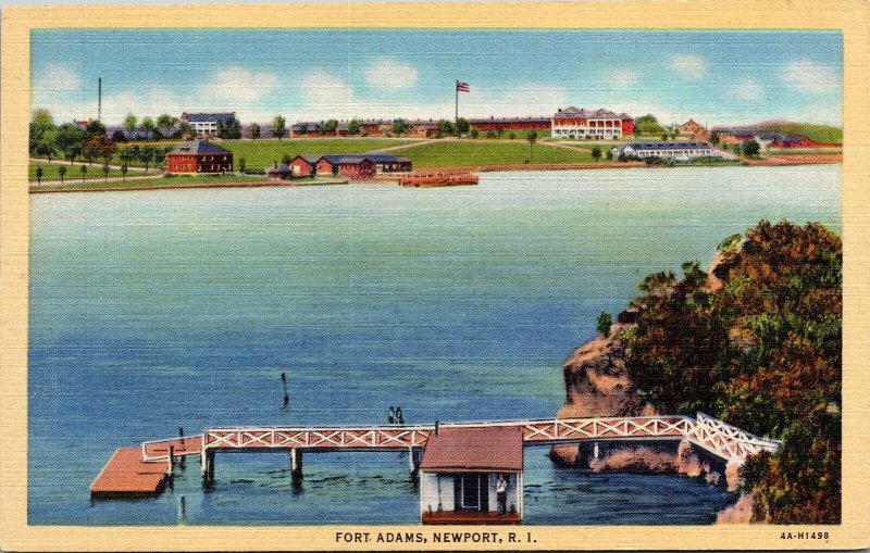 Fort Adams Newport Rhode Island RI Linen UNP CT Art Colortone Postcard UNP Vtg 