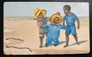 Mint USA Picture Postcard Black Americana Children’s At The Sea