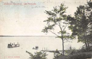 Lake Pokegama Minnesota boats pier from Pokegama Park Hotel antique pc Y14917