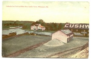 Postcard Cushwahs Coal Yard + Miller Bros Lumber Yards Williamsport MD Maryland