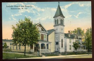 h1825 - SISTERSVILLE West Virginia Postcard 1910s Catholic Church & Rectory