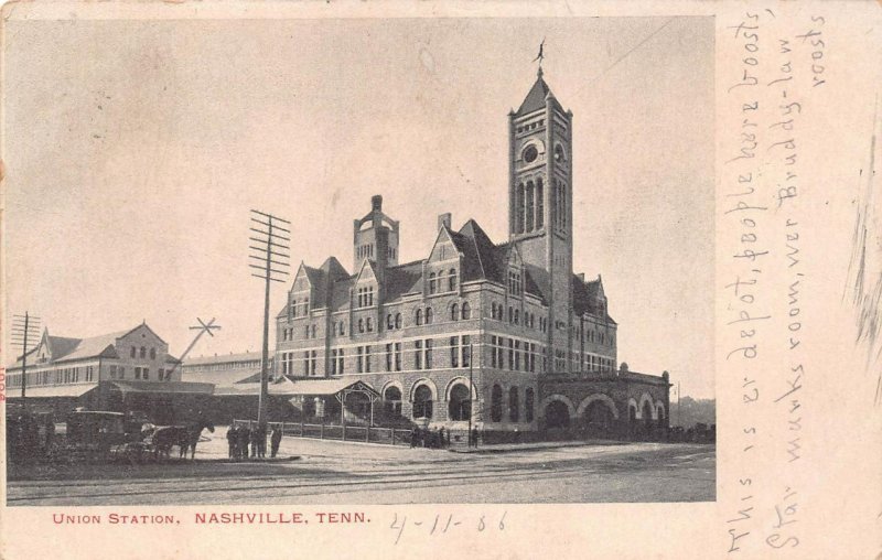 UNION STATION TRAIN DEPOT NASHVILLE TENNESSEE POSTCARD 1906