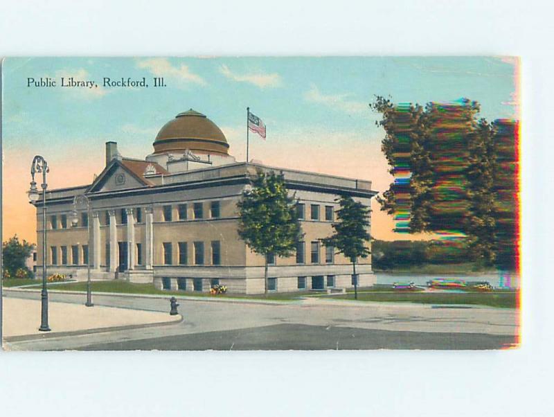 Divided-Back LIBRARY SCENE Rockford Illinois IL d6254