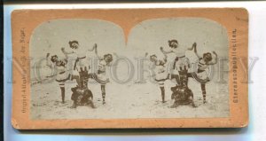 3143328 PIN-UP girls on beach CIRCUS acrobats STEREO PHOTO