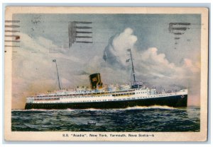 1933 S.S Acadia New York Yarmouth Nova Scotia Canada Vintage Postcard