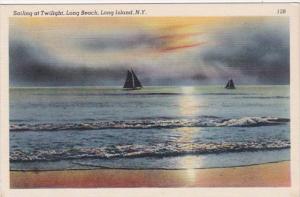 New York City Long Island Sauiling At Twilight At Long Beach
