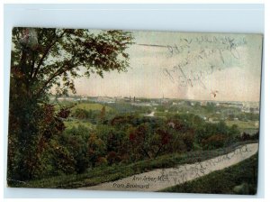 1907 Ann Arbor Michigan MI, From Boulevard Road View Posted Antique Postcard