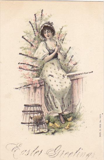 Easter Beautiful Lady With Chickens