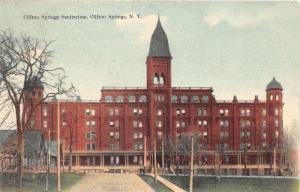 Clifton Springs New York~The Sanitarium~Bare Trees~People by Street~c1910 PC