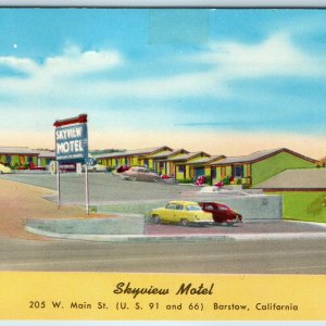 c1950s Barstow, CA Skyview Motel US Hwy Route 66 99 AAA Broiler Café Art PC A234