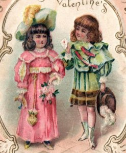 1890s-1900s Embossed Valentine's Heart Card Children Fab! #6O