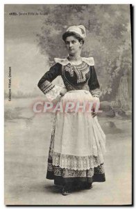 Old Postcard Folklore Young girl Scaer