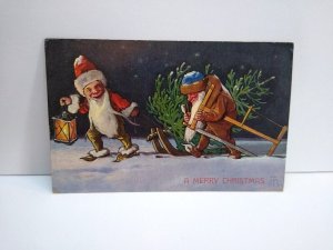 Dwarfs Gnomes Elves Christmas Postcard Fantasy 1912 Ernest Nister Bavaria 407