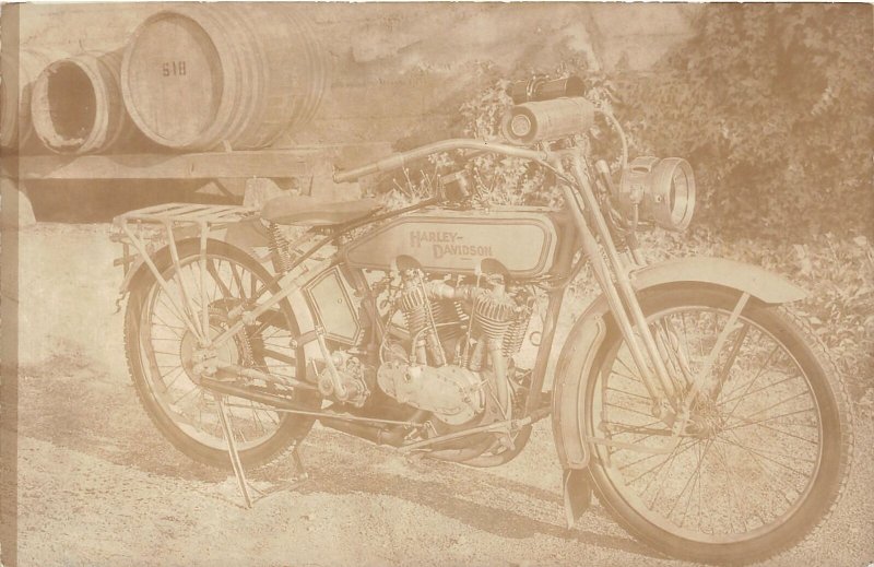 G33/ Interesting Harley Davidson Motorcycle RPPC REPRINT Postcard c1950s 1