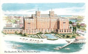 Virginia Fort Monroe Chamberlin Hotel artist impression Postcard 22-6599 
