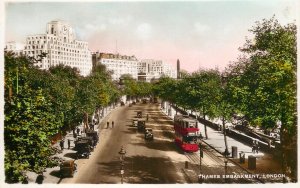 Postcard UK England London Thames Embankment tram