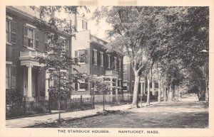 Nantucket Massachusetts The Starbuck Houses, B/W Lithograph Vintage PC U19240
